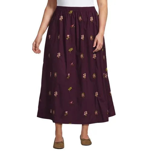 Women's Poplin Pull On Maxi Skirt