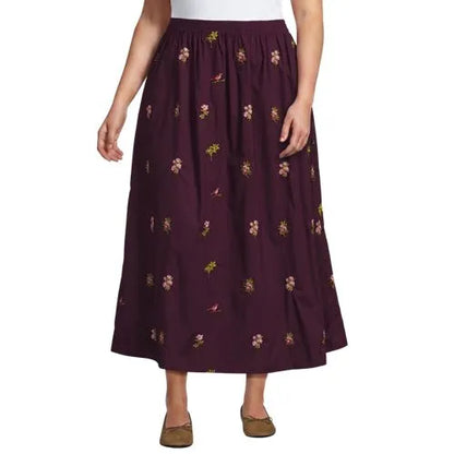 Women's Poplin Pull On Maxi Skirt
