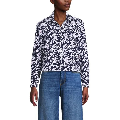 Women's No Iron Boxy Cropped Shirt