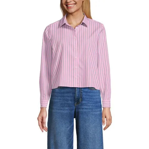Women's No Iron Boxy Cropped Shirt