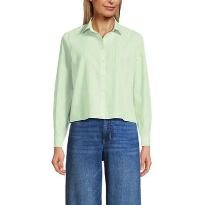 Women's No Iron Boxy Cropped Shirt