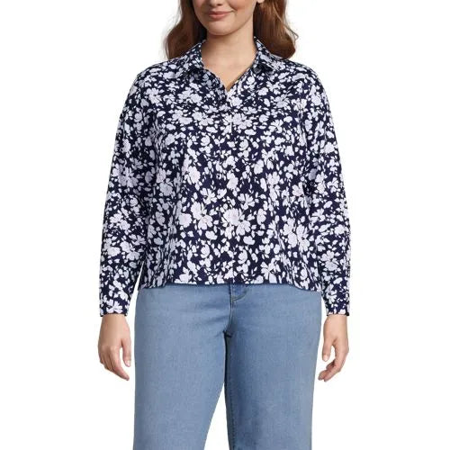 Women's No Iron Boxy Cropped Shirt