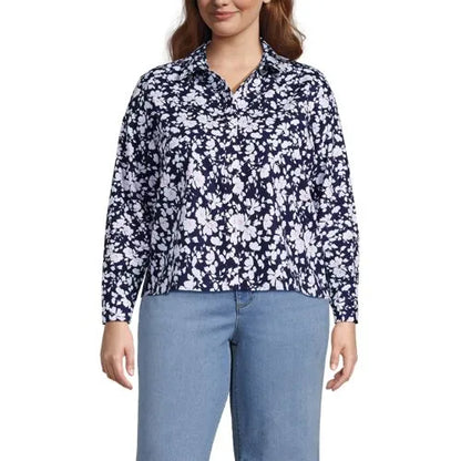 Women's No Iron Boxy Cropped Shirt