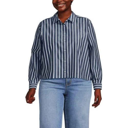 Women's No Iron Boxy Cropped Shirt