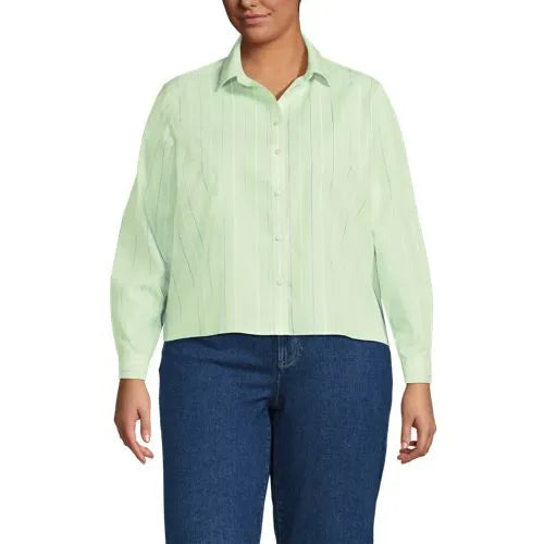 Women's No Iron Boxy Cropped Shirt