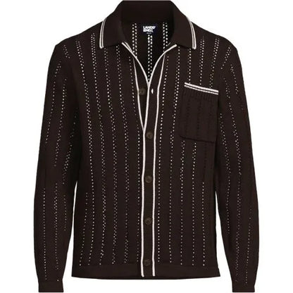 Men's Long Sleeve Button Through Summer Polo Cardigan