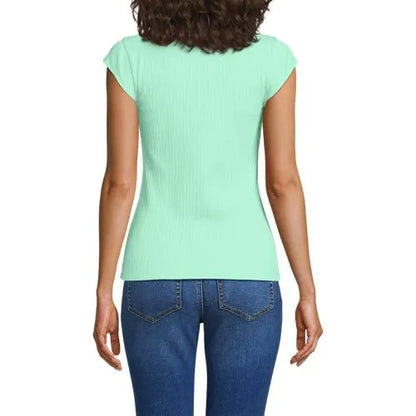 Women's Pointelle Cap Sleeve Top