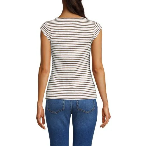 Women's Pointelle Cap Sleeve Top