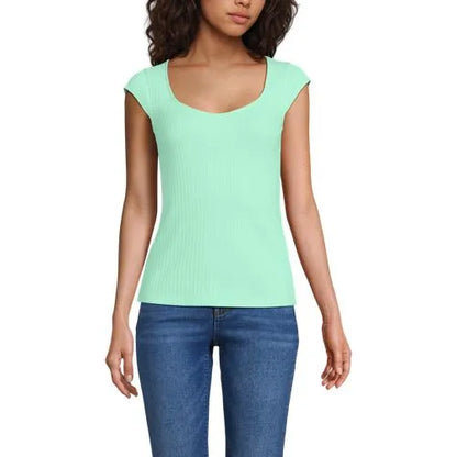Women's Pointelle Cap Sleeve Top