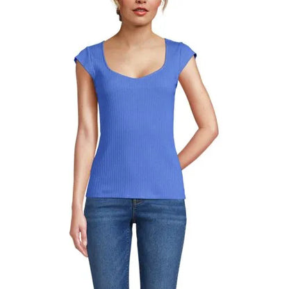 Women's Pointelle Cap Sleeve Top