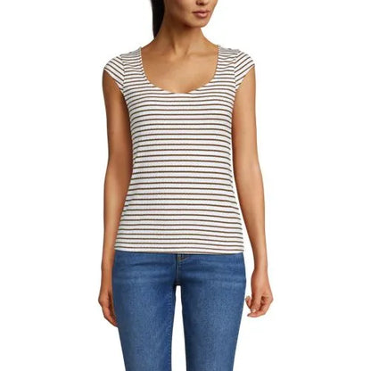 Women's Pointelle Cap Sleeve Top