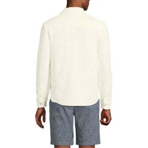 Men's Long Sleeve Knit Boucle Button Through Shirt