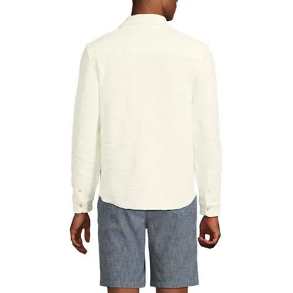 Men's Long Sleeve Knit Boucle Button Through Shirt