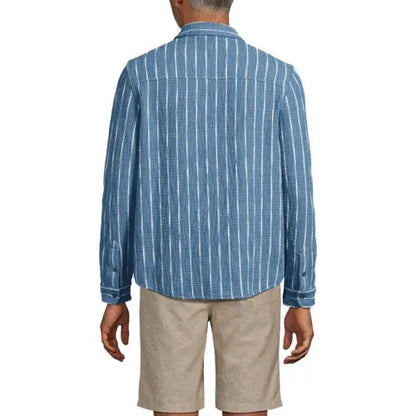 Men's Long Sleeve Knit Boucle Button Through Shirt