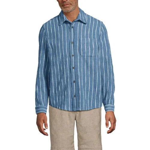 Men's Long Sleeve Knit Boucle Button Through Shirt