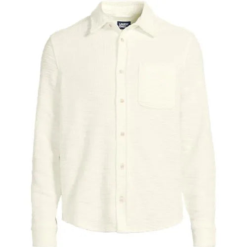 Men's Long Sleeve Knit Boucle Button Through Shirt