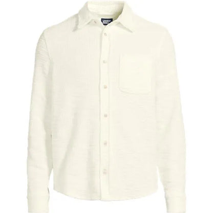 Men's Long Sleeve Knit Boucle Button Through Shirt