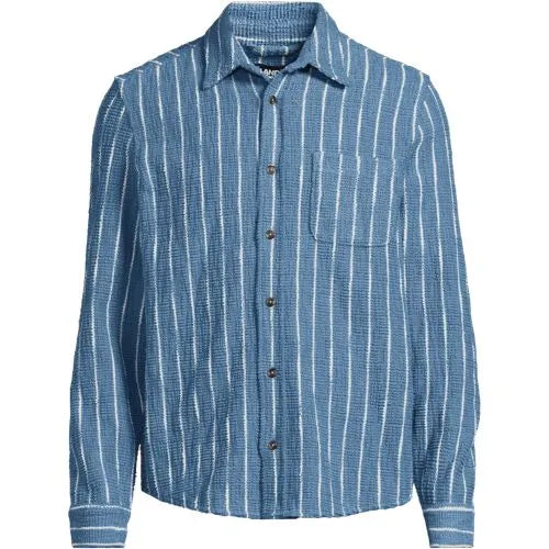 Men's Long Sleeve Knit Boucle Button Through Shirt