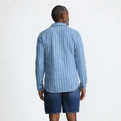 Men's Long Sleeve Knit Boucle Button Through Shirt