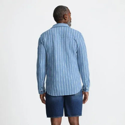 Men's Long Sleeve Knit Boucle Button Through Shirt