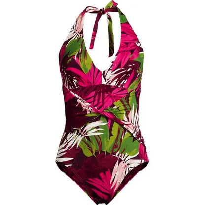 Women's Sculpting Suit Plunge Halter High Leg One Piece Swimsuit