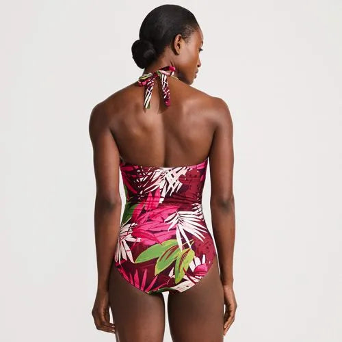 Women's Sculpting Suit Plunge Halter High Leg One Piece Swimsuit