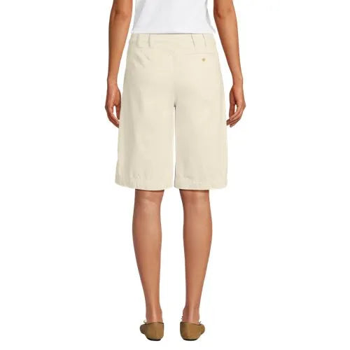 Women's Lightweight Denim Mid Rise Pleated 12" Slouchy Shorts