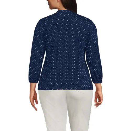 Women's Lightweight Jersey Button Pintuck Top