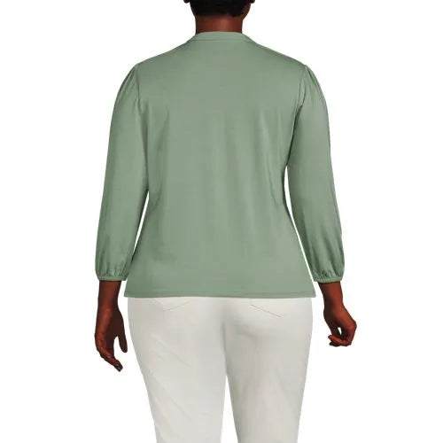 Women's Lightweight Jersey Button Pintuck Top
