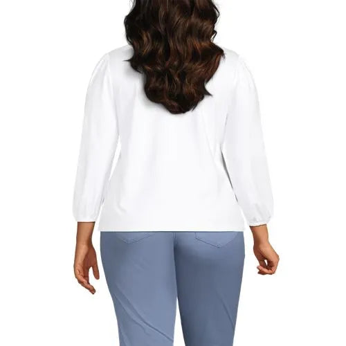 Women's Lightweight Jersey Button Pintuck Top