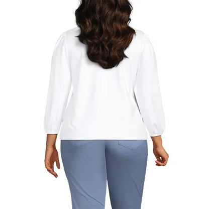 Women's Lightweight Jersey Button Pintuck Top