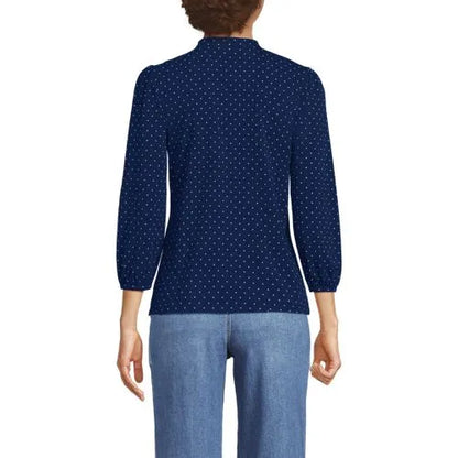 Women's Lightweight Jersey Button Pintuck Top