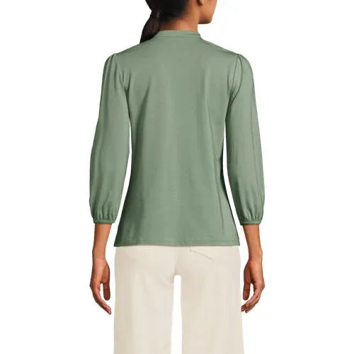 Women's Lightweight Jersey Button Pintuck Top