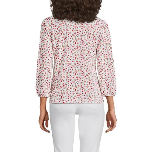 Women's Lightweight Jersey Button Pintuck Top