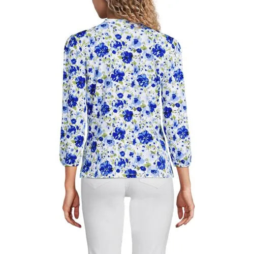 Women's Lightweight Jersey Button Pintuck Top