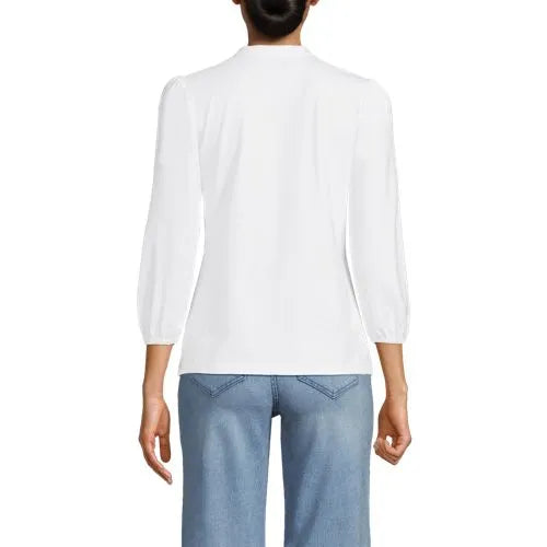 Women's Lightweight Jersey Button Pintuck Top