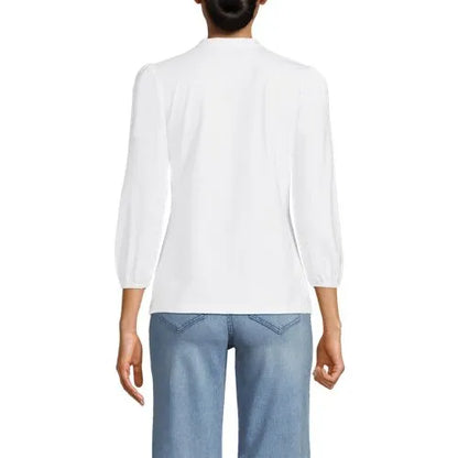 Women's Lightweight Jersey Button Pintuck Top