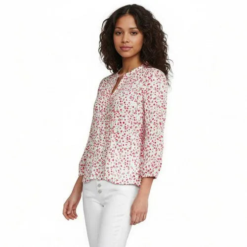 Women's Lightweight Jersey Button Pintuck Top