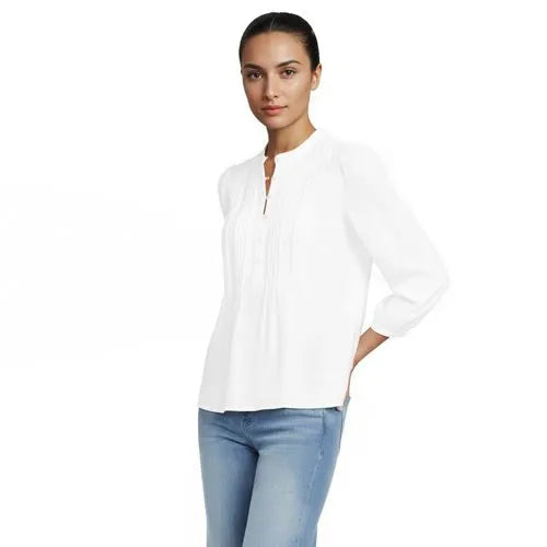 Women's Lightweight Jersey Button Pintuck Top