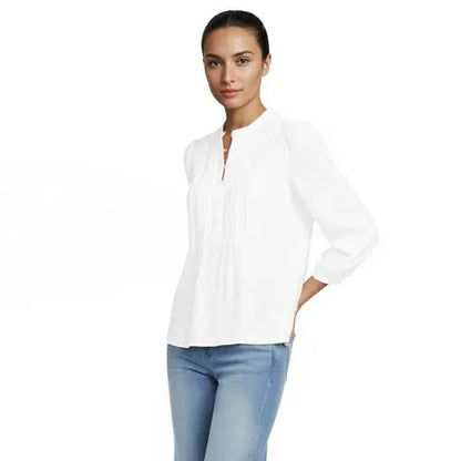 Women's Lightweight Jersey Button Pintuck Top