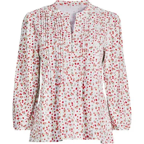 Women's Lightweight Jersey Button Pintuck Top
