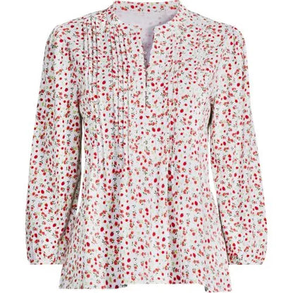 Women's Lightweight Jersey Button Pintuck Top
