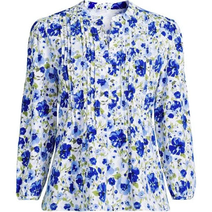 Women's Lightweight Jersey Button Pintuck Top