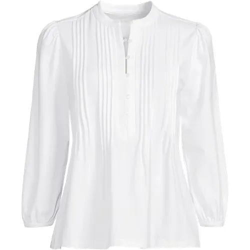 Women's Lightweight Jersey Button Pintuck Top