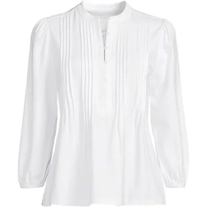 Women's Lightweight Jersey Button Pintuck Top