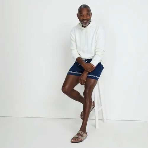 Men's 5.5" Linen Cotton Embroidered Easy Shorts