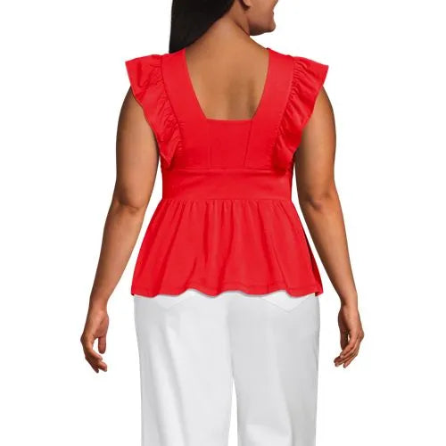 Women's Lightweight Jersey Ruffle Peplum Top