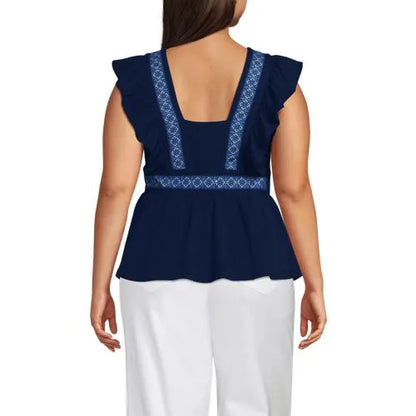 Women's Lightweight Jersey Ruffle Peplum Top