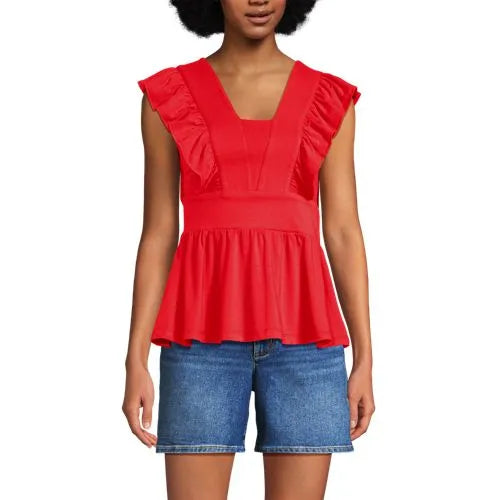 Women's Lightweight Jersey Ruffle Peplum Top