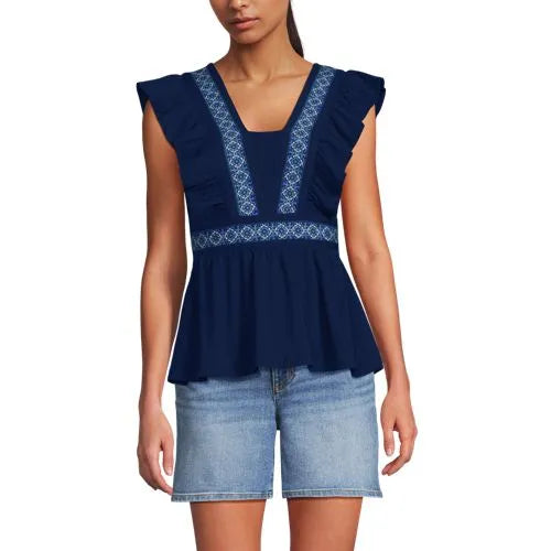 Women's Lightweight Jersey Ruffle Peplum Top